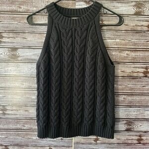 A New Day Women's Sleeveless Cable-Knit Sweater.‎ Size L Black NWT